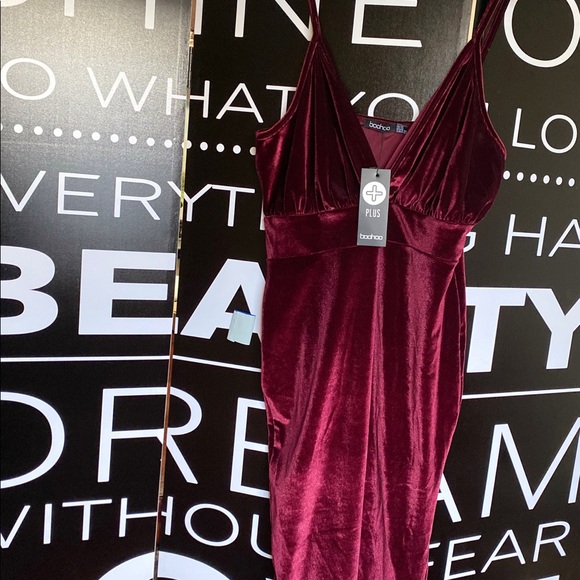 Boohoo Plus Dresses Red Velvet Dress Plus Size Poshmark